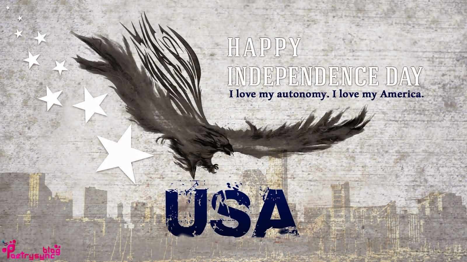 4th July Happy Independence Day USA I Love My America Wishes Message Wallpaper