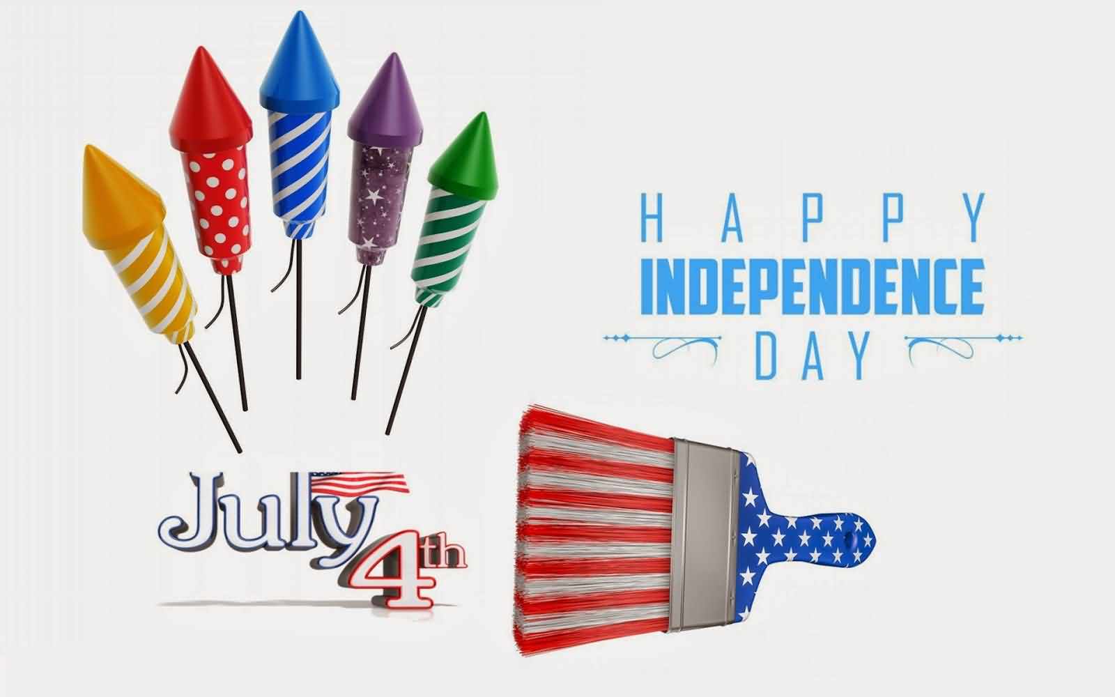 4th Of July Happy Independence America Wishes Card Message With Fireworks Image