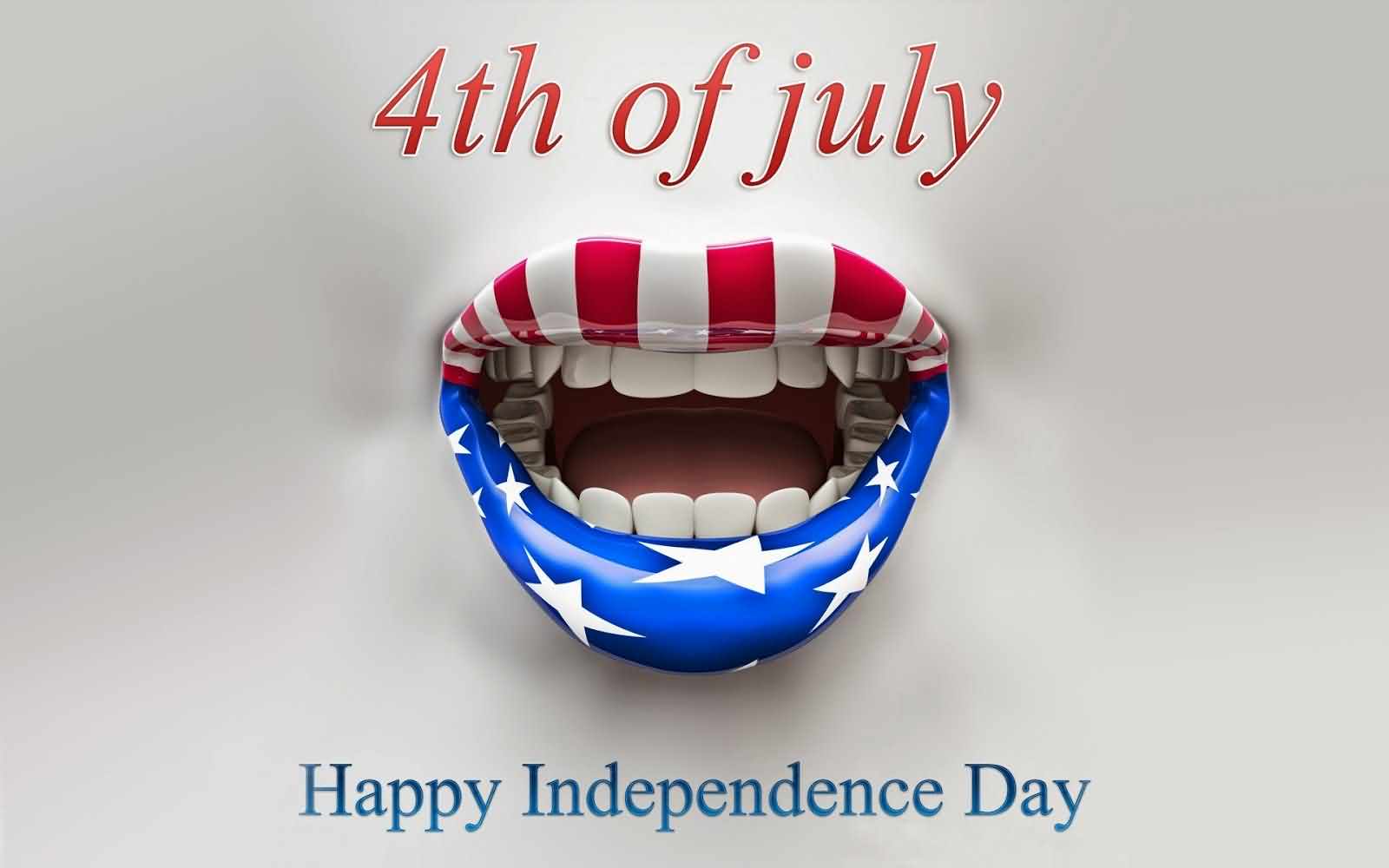 4th Of July Happy Independence Day Wishes Flag On Lips Wallpaper