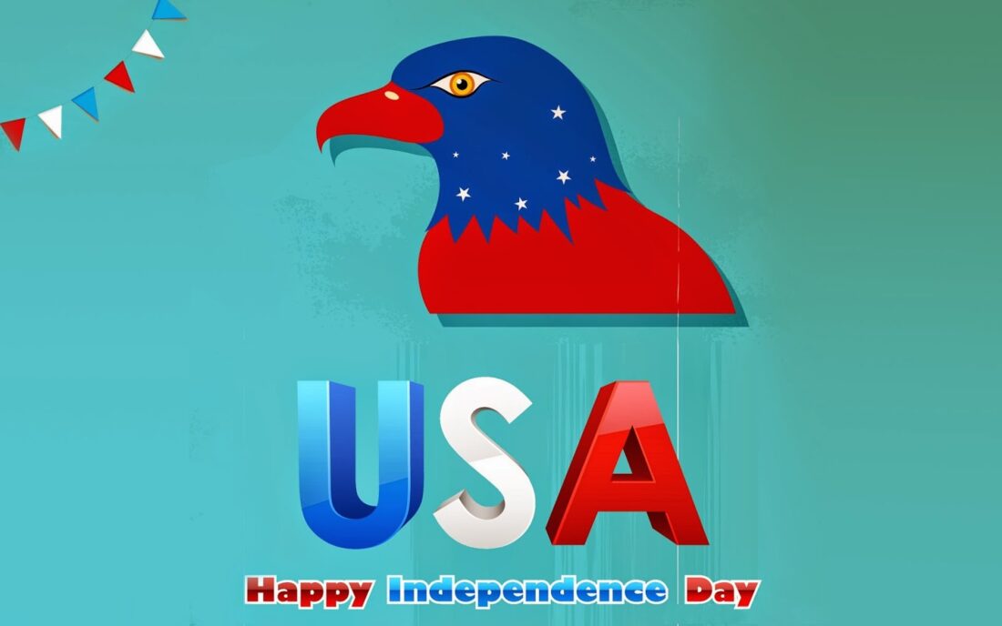USA Happy Independence Day Eagle Greetings Card Image